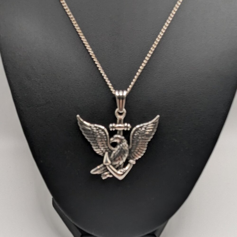 Sterling Silver Eagle and Anchor Pendant